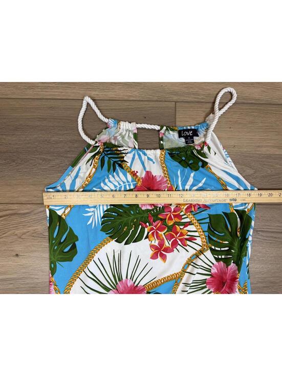Love Dress Womens XL Blue Tropical Floral Halter Maxi Rope Strap Summer Sundress - Picture 7 of 8